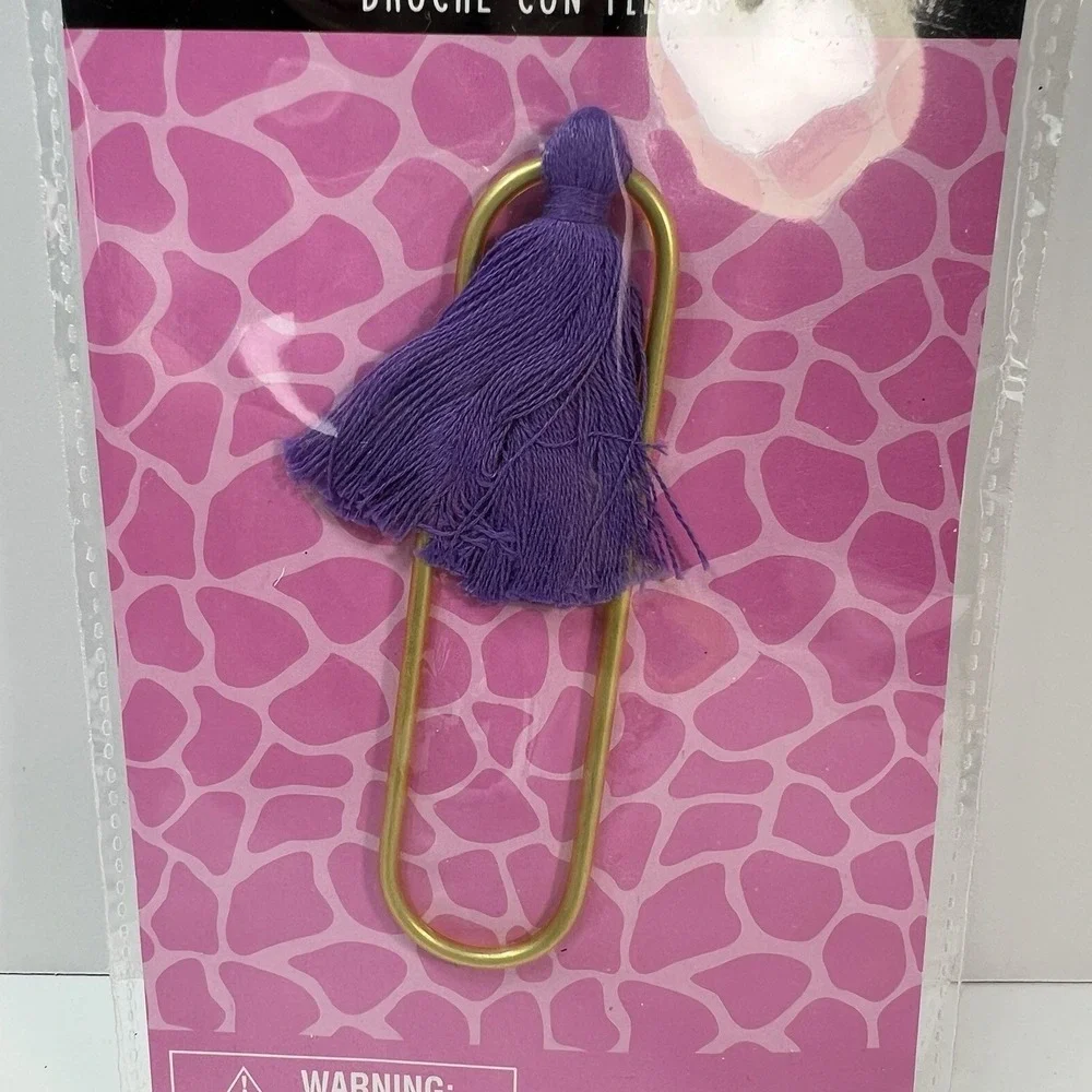 Amscan Wild Tassel Clip Unisex OS Purple New Gold Tone Paperclip Bookmark